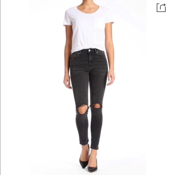 NWT Mavi Lucy Super High Rise Super Skinny Smoked Ripped Denim‎ Jeans size 32 - Picture 1 of 14